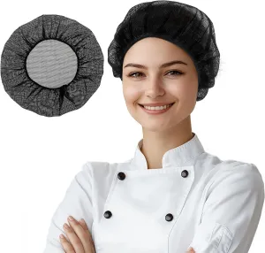 10 Pcs Chef Hat Unisex Kitchen Cooking Hat Elastic Hair Nets Food Service Chef Cap Adjustable Kitchen Hat Reusable Hair Net Hair Nets for Food Service Workers (Black)