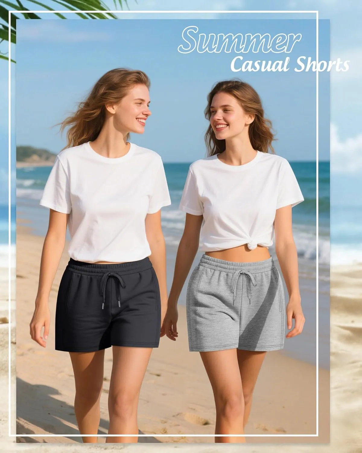 4 Pack Women Drawstring Sweat Shorts Elastic High Waist Athletic Running Short Pants Workout Comfy with Pockets