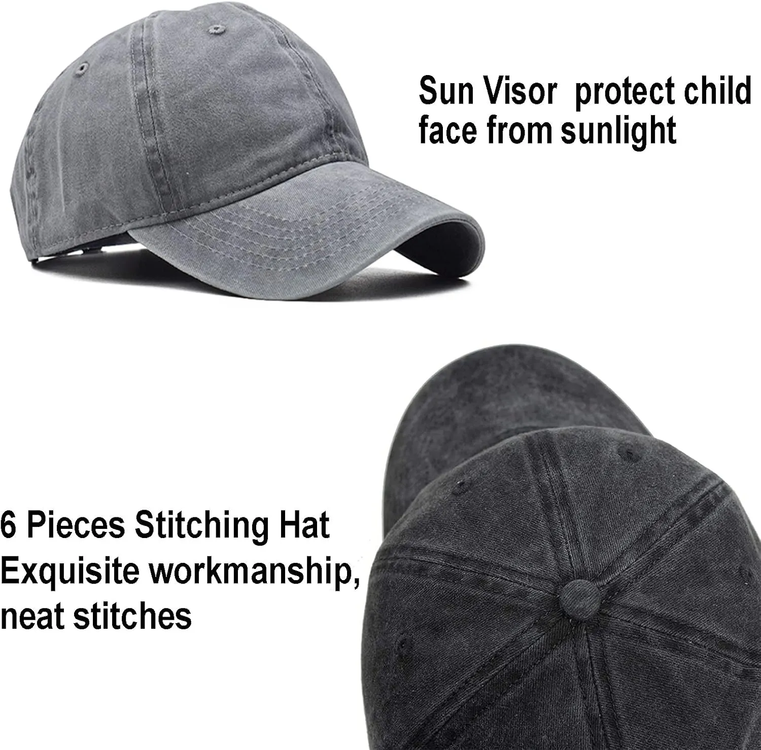 4-Piece Toddler Baseball Cap Set - Washed Cotton, Adjustable Caps for Boys & Girls