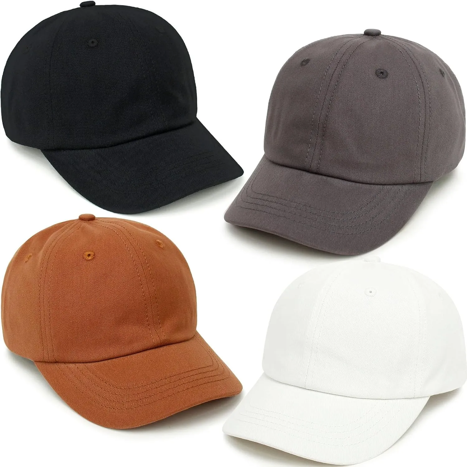 4-Piece Toddler Baseball Cap Set - Washed Cotton, Adjustable Caps for Boys & Girls