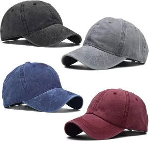 4-Piece Toddler Baseball Cap Set - Washed Cotton, Adjustable Caps for Boys & Girls