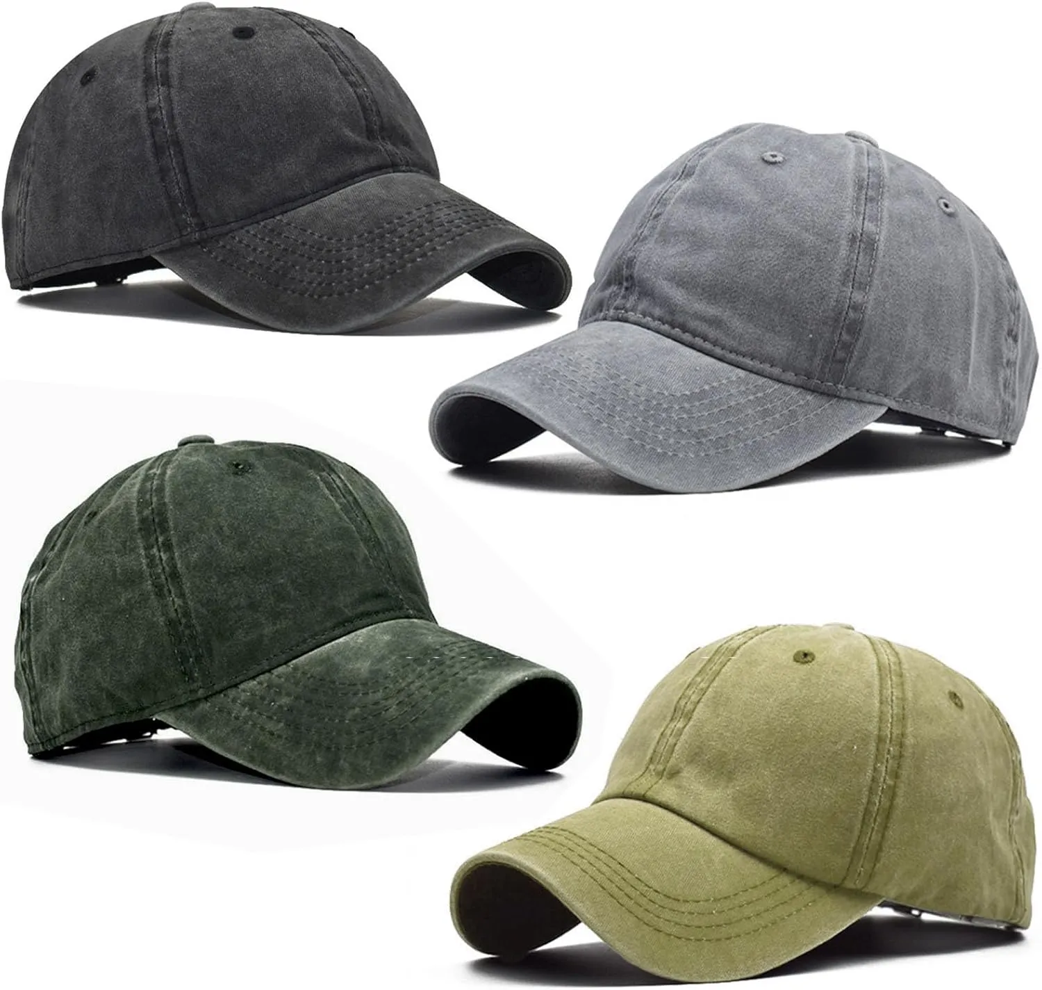 4-Piece Toddler Baseball Cap Set - Washed Cotton, Adjustable Caps for Boys & Girls