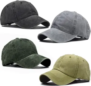 4-Piece Toddler Baseball Cap Set - Washed Cotton, Adjustable Caps for Boys & Girls
