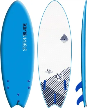 5ft6 Storm Blade Swallow Tail Surfboard // Foam Wax Free Soft Top Shortboard for Adults and Kids