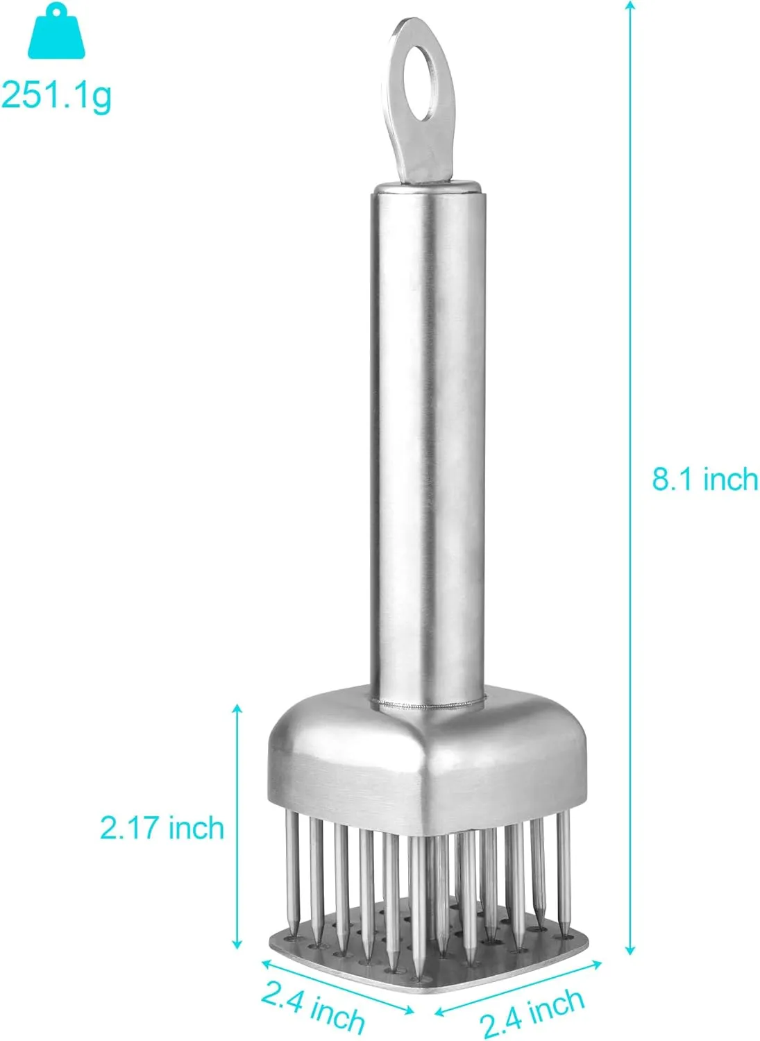 Aliglow 304 Stainless Steel Meat Tenderizer Needle Meat Hammer Mallet Tool Pounder For Tenderizing and Pounding Steak, Beef Pork Chicken BBQ And Poultry