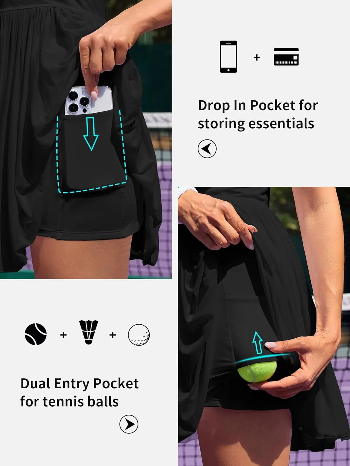 ATTRACO Tennis Dresses for Women with Shorts Pockets and Bra V Neck Racerback Golf Outfits
