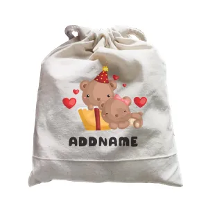 Birthday Friendly Animals Happy Two Bears Open Present Addname Satchel