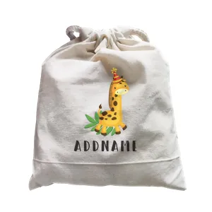 Birthday Safari Giraffa Wearing Party Hat Addname Satchel