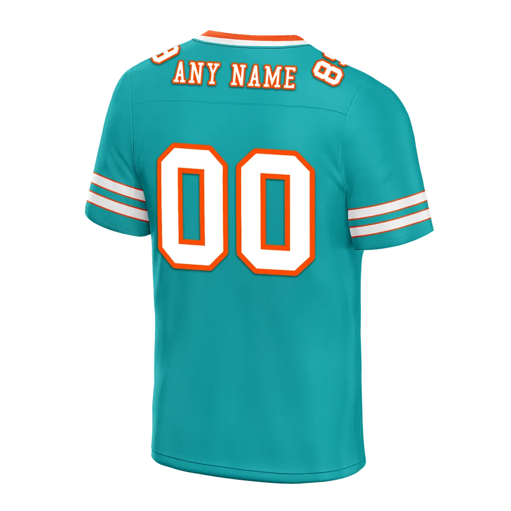 Custom Aqua Sleeve Stripes White Personalized Authentic Football Jersey FBJ02-bc0f07f