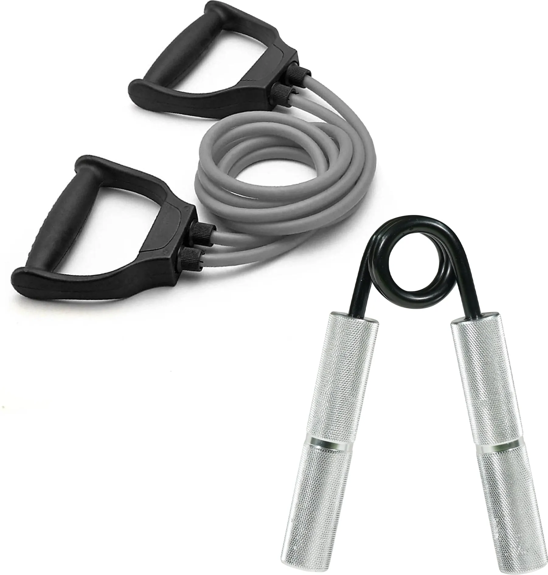 Fitness Combo of Double Toning Tube & Metal Hand Gripper for Workout