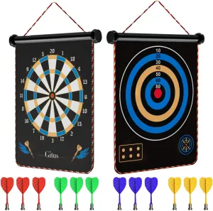 Gitus Magnetic Dart Board Indoor Outdoor Games for Kids with 12 Darts, Gifts for Teenage Boys Teen Boys Gift Ideas Gifts for Boys 8 9 10 11 12 13 14 Years Old Game Room Decor