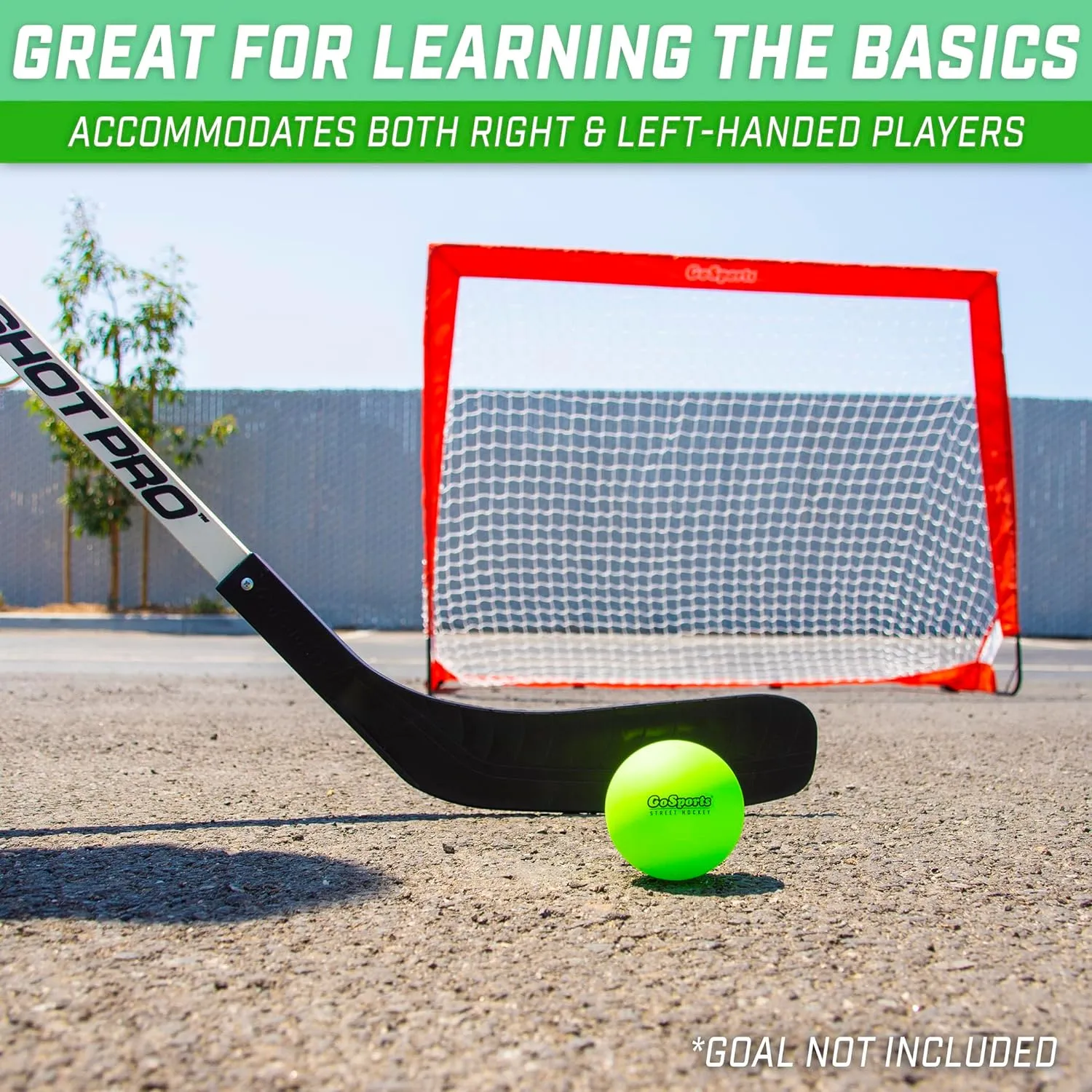 GoSports Street Hockey, Choose Between Street Hockey Goal Set with Sticks, or Street Hockey Sticks (2 Pack)
