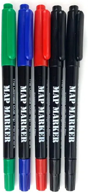 Map Markers - Dual Tip, Pack of 5