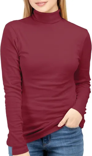 NY Threads Womens Turtleneck Long Sleeve Shirt Slim Fit Thermal Base Layer Tops