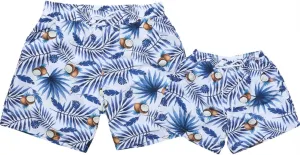 OMZIN Father and Son Swim Trunks Drawstring Elastic Waist Beach Shorts with Pockets