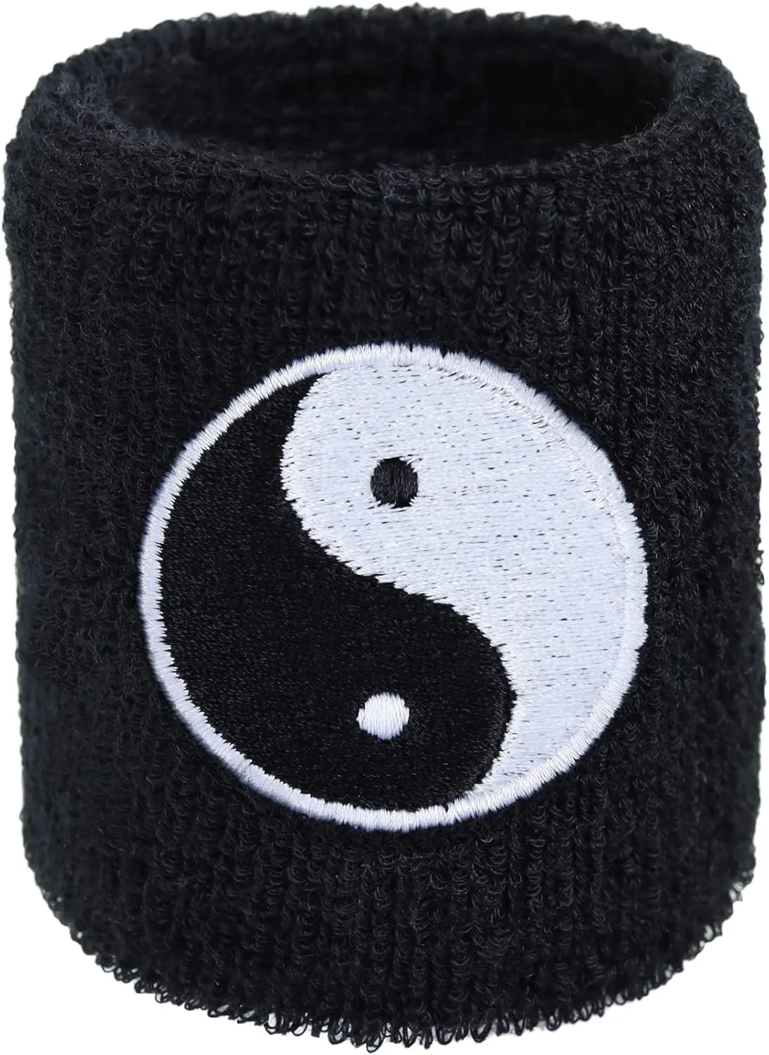 Outdoor Sweat Band for Wrist- Embroidered Yoga Sweat Absorbent Wrist Band - Terrycloth Black Arm Band for Sport
