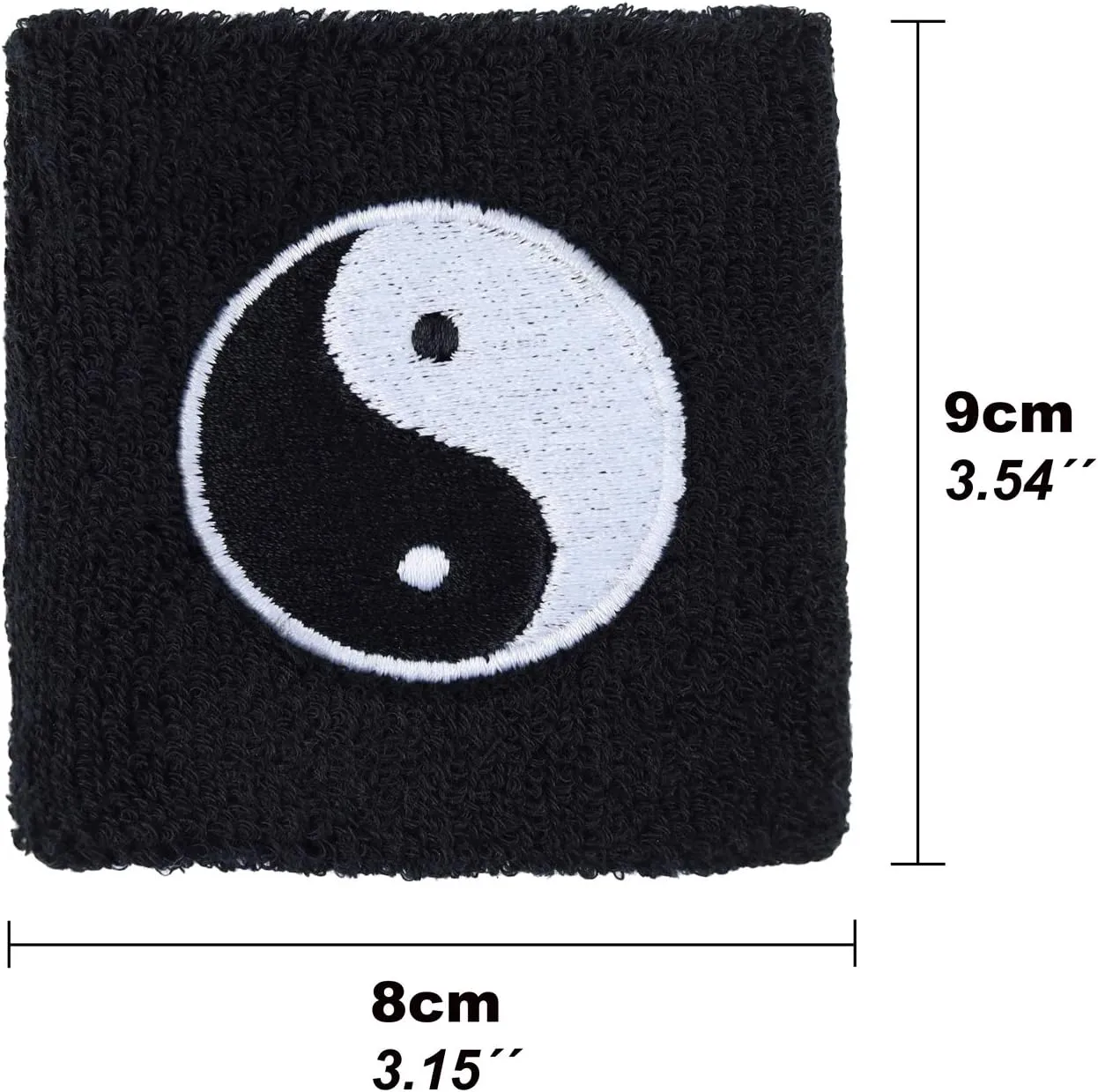 Outdoor Sweat Band for Wrist- Embroidered Yoga Sweat Absorbent Wrist Band - Terrycloth Black Arm Band for Sport