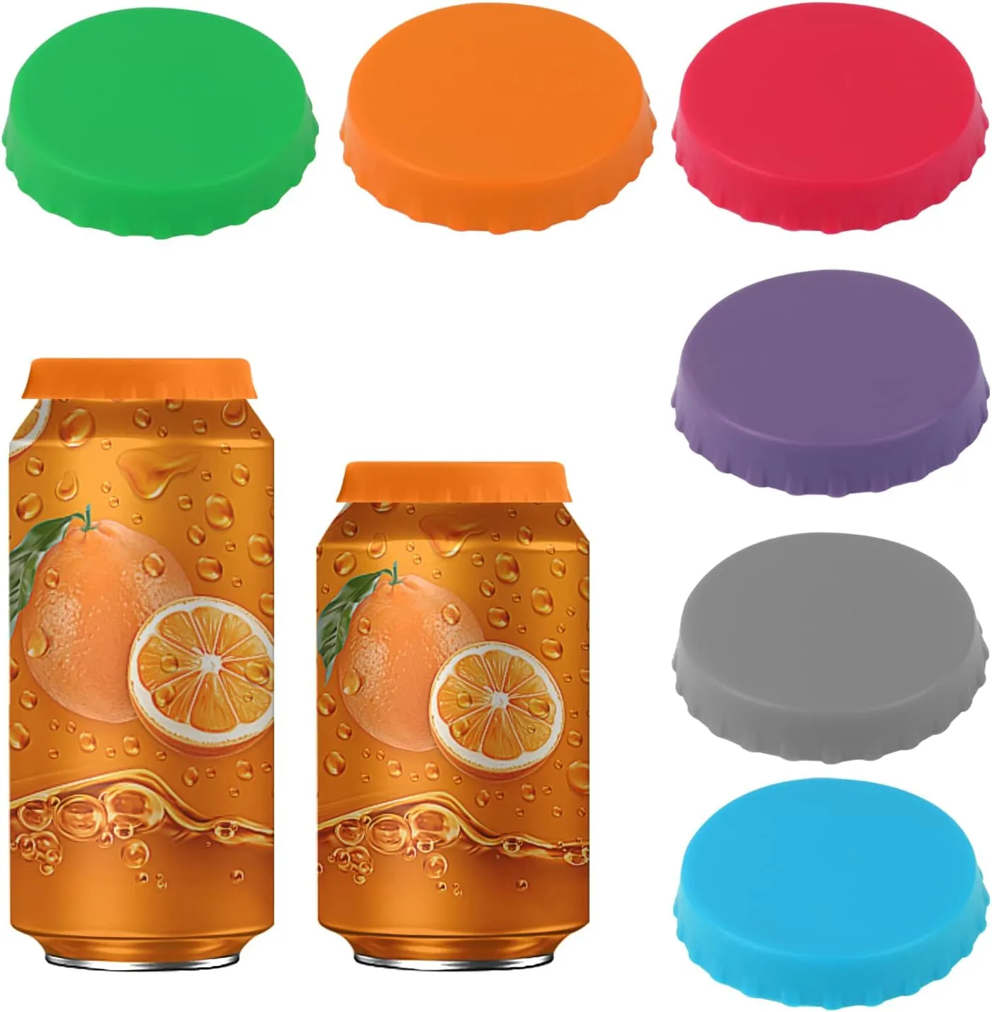 Silicone Soda Can Lids - 6 Pack, Fits Standard Cans, Beverage Can Covers