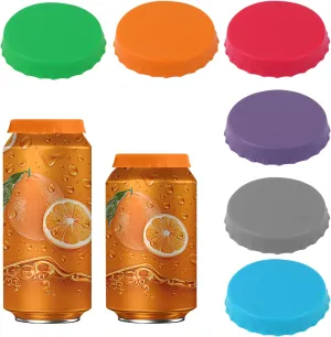 Silicone Soda Can Lids - 6 Pack, Fits Standard Cans, Beverage Can Covers