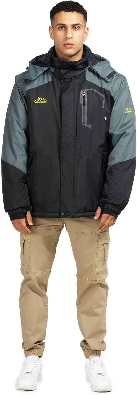 Ski Jacket with Hood for Men Waterproof Snow Winter Coat