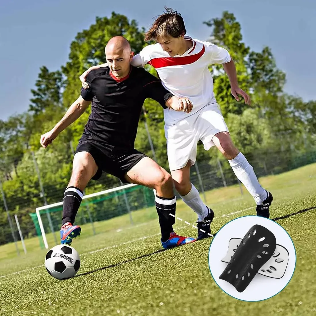 Soccer Shin Guards for Kids Youth, 2 Pairs Breathable Shin Pads for Boys Girls Teens Adults, Lightweight Football Equipment Cushion Protection for Men Women