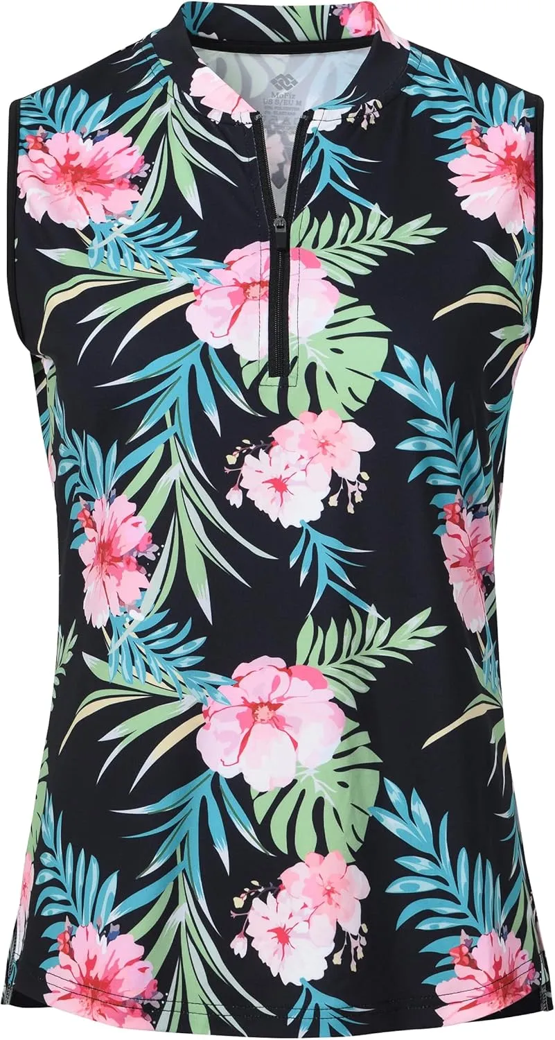 Women's Sleeveless Tennis Shirt Golf Shirts for Women Quick Dry Pickleball Shirts UPF 50  Sportswear T-Shirts with Zipper