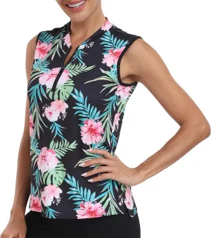 Women's Sleeveless Tennis Shirt Golf Shirts for Women Quick Dry Pickleball Shirts UPF 50  Sportswear T-Shirts with Zipper