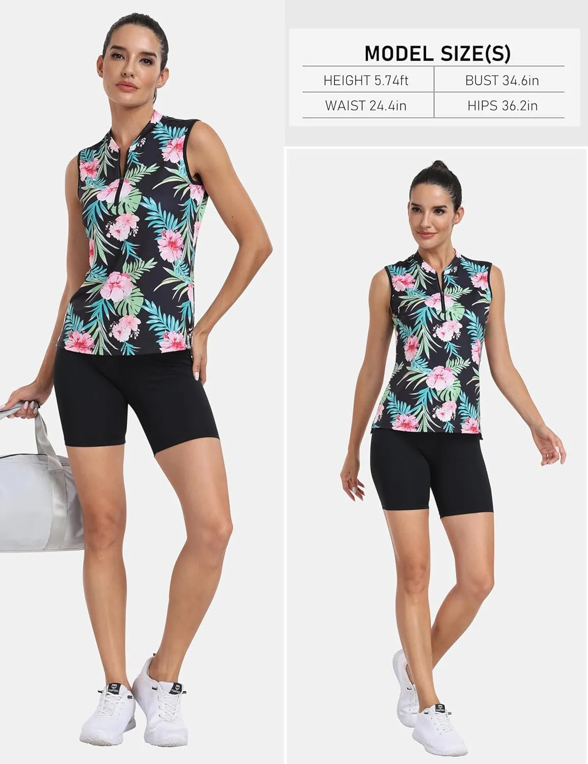 Women's Sleeveless Tennis Shirt Golf Shirts for Women Quick Dry Pickleball Shirts UPF 50  Sportswear T-Shirts with Zipper