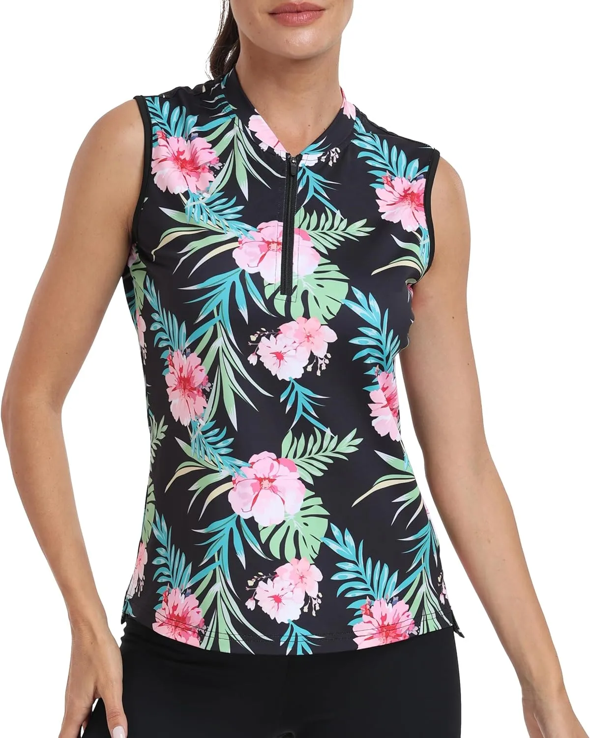 Women's Sleeveless Tennis Shirt Golf Shirts for Women Quick Dry Pickleball Shirts UPF 50  Sportswear T-Shirts with Zipper
