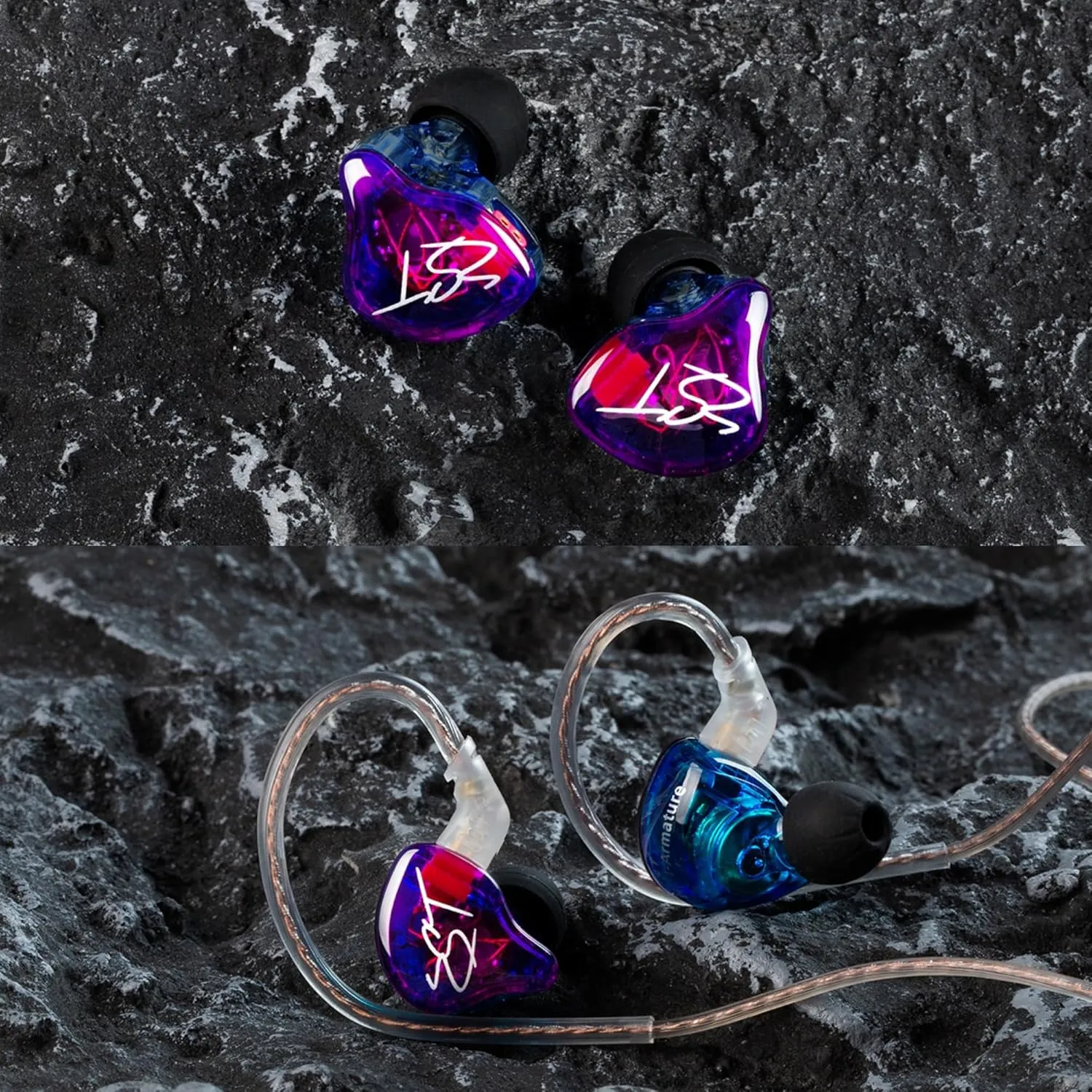 YINYOO Easy KZ ZST Colorful Hybrid Banlance Armature with Dynamic in-Ear Earphone 1BA 1DD HiFi Headset KZ in Ear Monitors Headphones Wired Earbuds IEM Earphones Gaming Earbuds (Colorful Without mic)