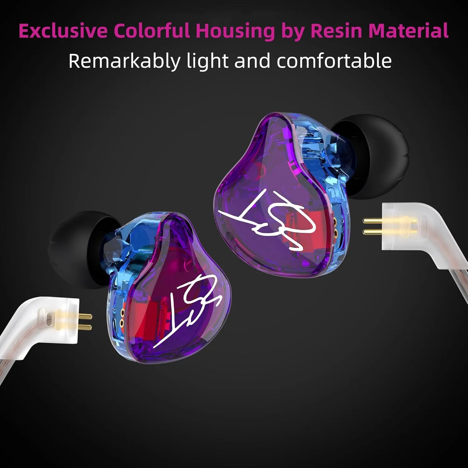 YINYOO Easy KZ ZST Colorful Hybrid Banlance Armature with Dynamic in-Ear Earphone 1BA 1DD HiFi Headset KZ in Ear Monitors Headphones Wired Earbuds IEM Earphones Gaming Earbuds (Colorful Without mic)