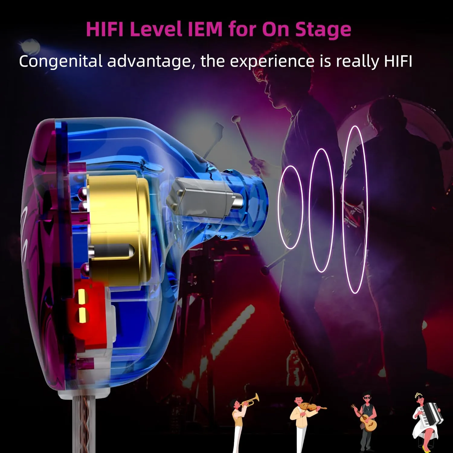 YINYOO Easy KZ ZST Colorful Hybrid Banlance Armature with Dynamic in-Ear Earphone 1BA 1DD HiFi Headset KZ in Ear Monitors Headphones Wired Earbuds IEM Earphones Gaming Earbuds (Colorful Without mic)